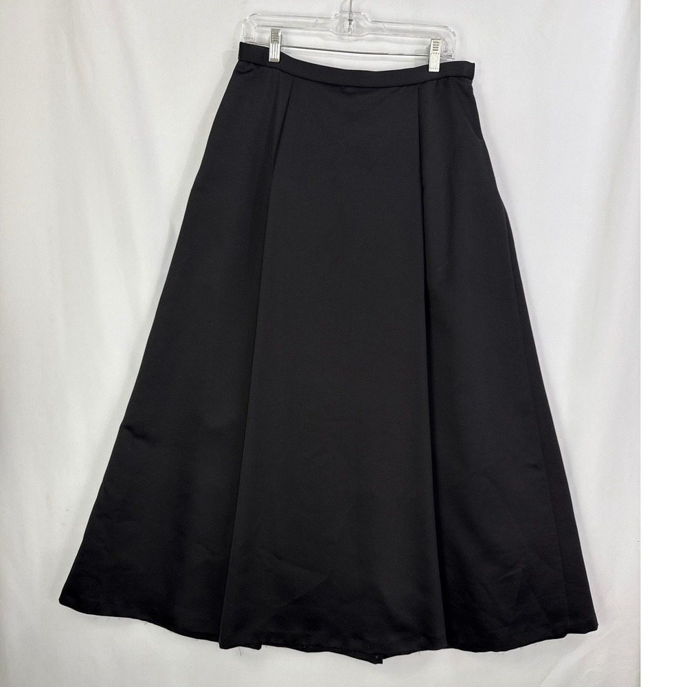 Kay Unger New York Black Pleated A-Line Maxi Skirt with Tulle Lining Size 12